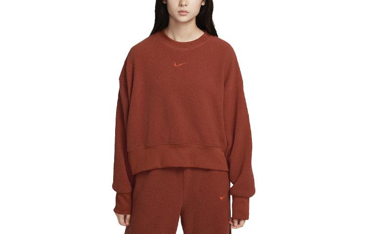 Nike Sweatshirts Women s Orange Crew Neck Moderate Regular DQ6845-832 M