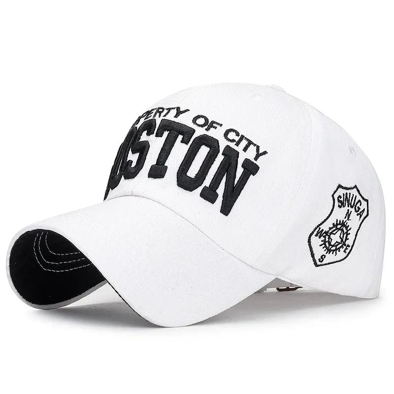 

БОСТОН Вышитые Бейсболки для Мужчин Женщин Snapback Кепки Дизайнерская Кепка Мужчины Оригинальные Мужские Кепки Кепка для Гольфа Кепка Тракер 56-62CM белый