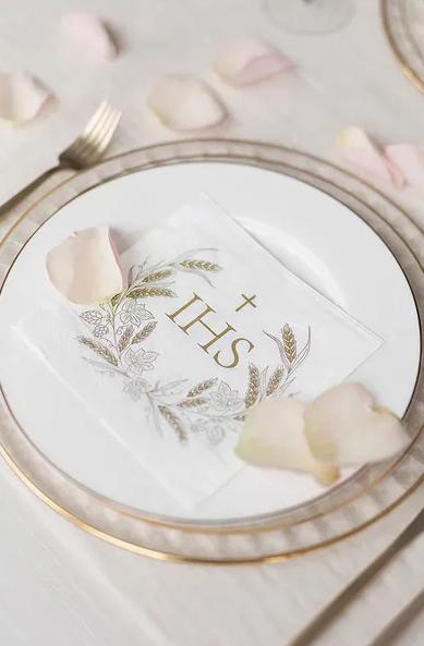 Communion Napkins Ihs Gold 33X33Cm 12 pcs