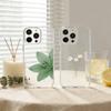 Green Minimalist Print Phone Case For iPhone 17 16 15 14 13 12 11 Mini Pro Max Plus Transparent Cover