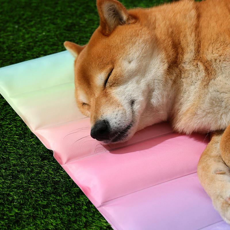 

Pet Ice Cooling Pad Gradient Rainbow Cooling Mat for Pet Dogs Cats Heat-Absorbing Summer Indoor Pet Deep Sleeping Beds L