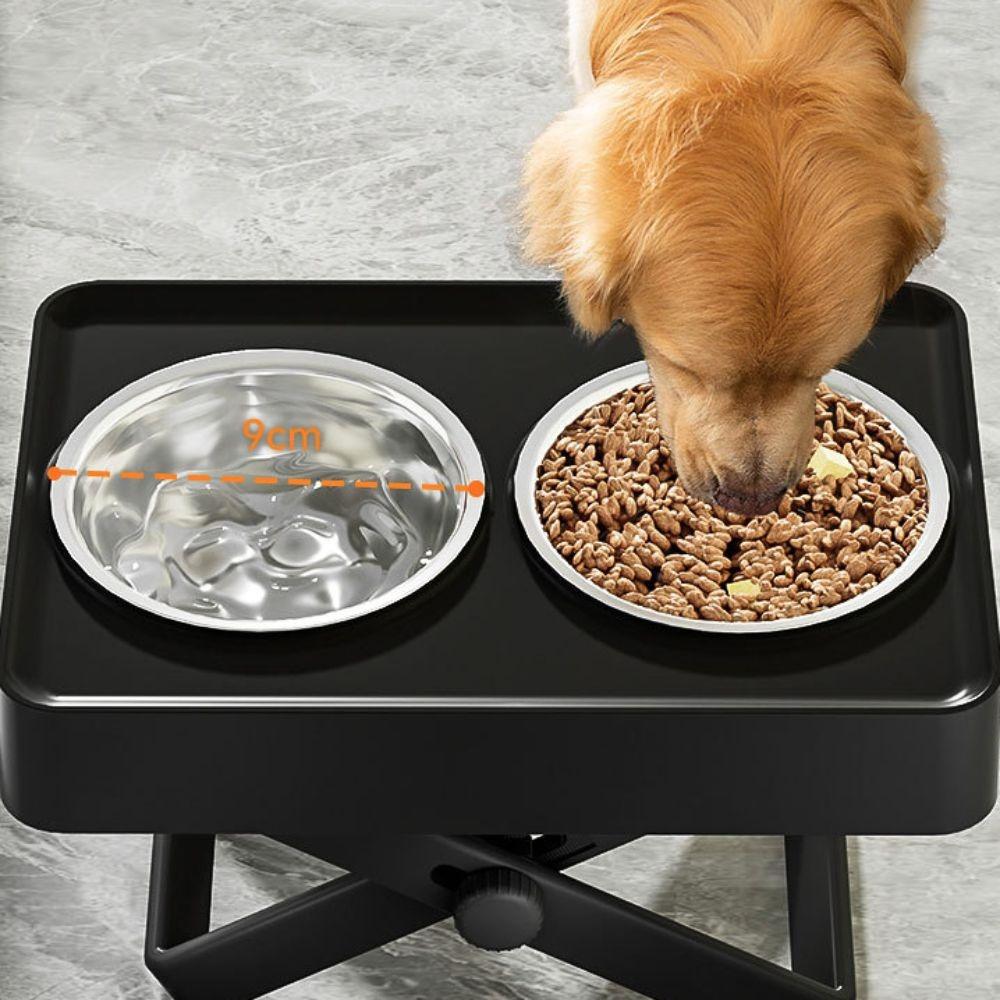 Verstellbare Höhe Halskrause Hund Napf Edelstahl Doppelnapf Design Hund Futter Napf Auslaufsicher Stabil
