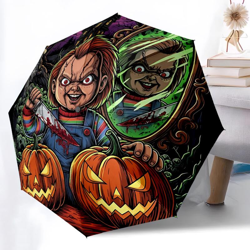 1pc Chucky Automatic Open/Close Umbrella Folding Umbrella, Portable Compact Travel Umbrella, Gift for Men & Women y10