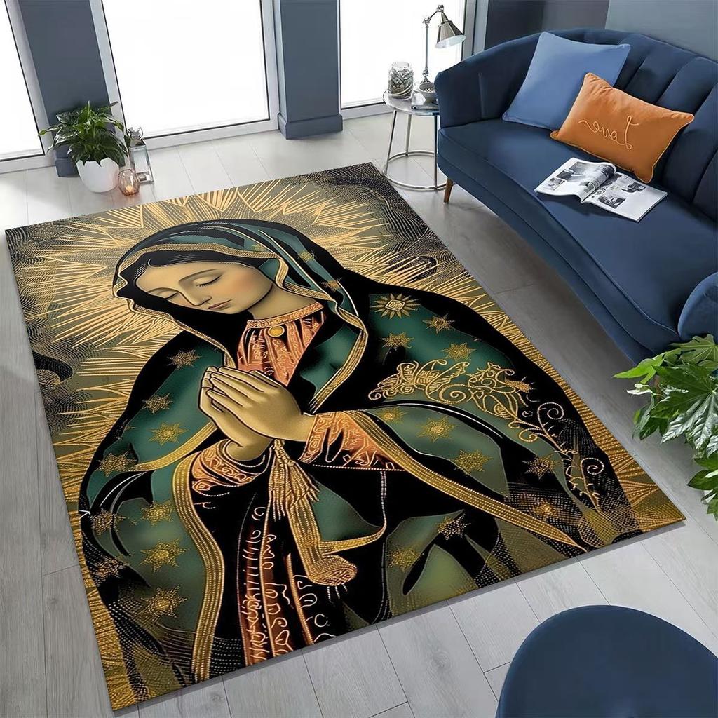 HD Faith Virgin Mary Jesus Blessed Rug Carpet for Bedroom Living Room Sofa Home Doormat Decor,Kids Play Non-slip Floor Mat