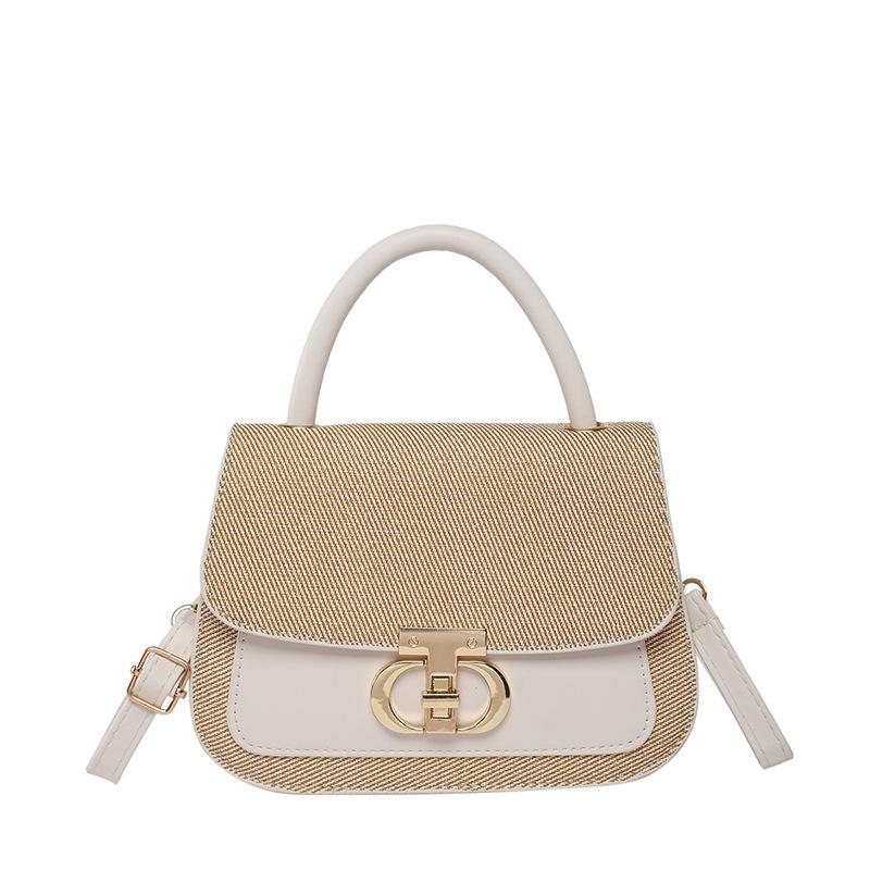 2025 summer new fashion texture small square bag retro trend contrasting color shoulder messenger bag niche design women's bag