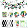 World Cup Soccer Party Tableware Set: Disposable Paper Plates, Cups, Straws, Tablecloths, Banners, and Decorations