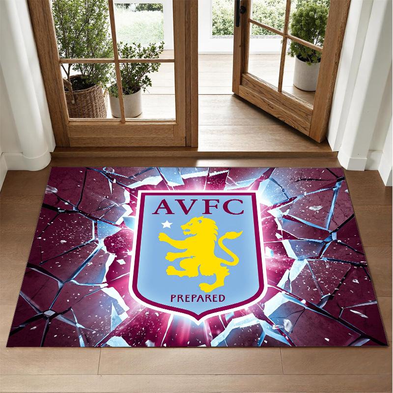 Aston Villa Fußball Design Kristall Samt Teppich Weiche Dekorative Matte für Schlafzimmer Eingang