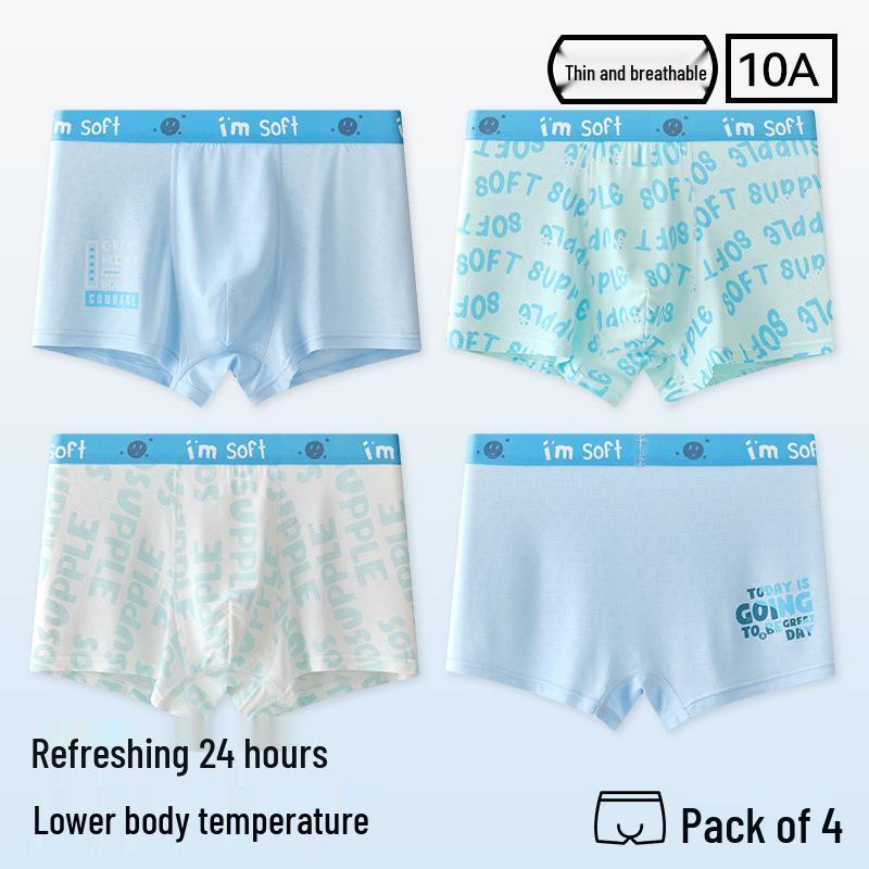 Men's Plus Size Antibacterial Ice Silk Boxer Briefs - Summer Thin 4-Corner Underwear