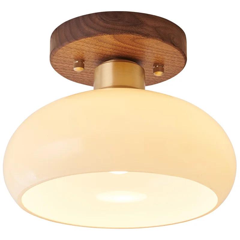 New Chinese Corridor Corridor Light Luxury Walnut Brass Chinese Ceiling Light Retro Entrance Door Porch Balcony Light