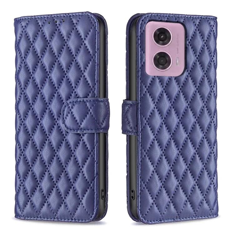 BINFEN COLOR BF Style-14 For Motorola Moto G34 5G Wallet Phone Case Rhombus Grid Pattern