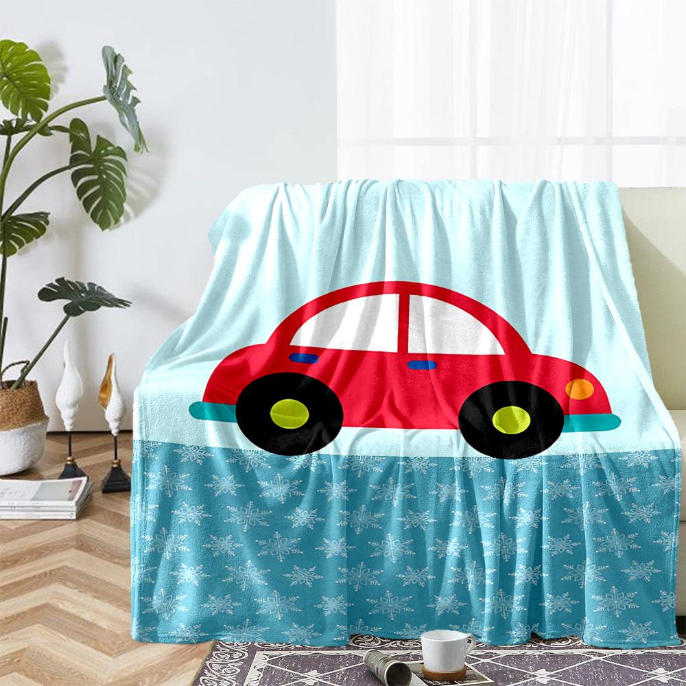 Cute Cars Theme Printed Blanket - Perfect for Couch, Bed, Travel & Outdoor Use | Machine Washable, Cozy & Durable.