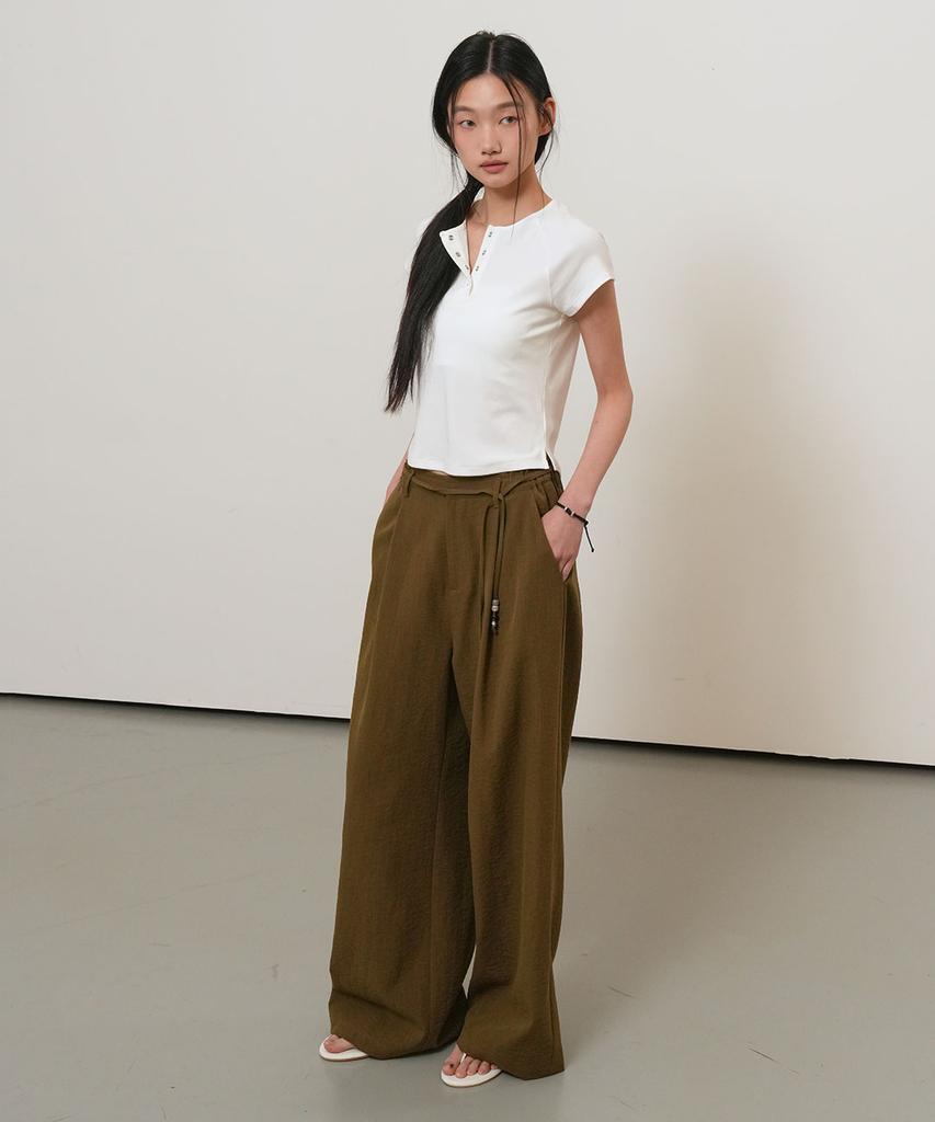GENERALIDEA Snap Henley Neck T-Shirt [White] / Gf2Lts528