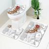 3Pcs Christmas Bathroom Pedestal Rug Lid Toilet Cover Bath Mat Shower Bathroom Non- Pedestal Rug