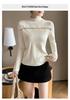 2026 Lace Trim Long Sleeve Korean Style Knit Sweater for Women: Autumn Winter Slightly Sexy Inner or Outer Wear