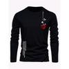 Herren langärmliges rundhalsiges lockeres lässiges T-Shirt-Oberteil mit Rosen-Buchstaben-Aufdruck für Frühling und Herbst, vielseitig