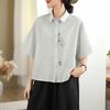 DIMANAF 2026 Women Plus Size New Summer Blouse Shirt Short Sleeve Casual Loose Embroidery Lady Tops Shirts Cotton
