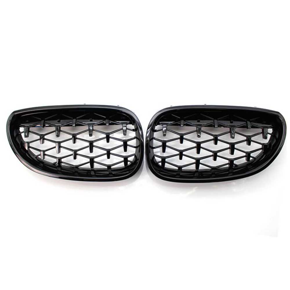 Car Racing Grill For BMW E60 E61 5 Series 2003-2009 Diamond Front Kidney Grille Meteor Style Grill Chrome Auto Accessories