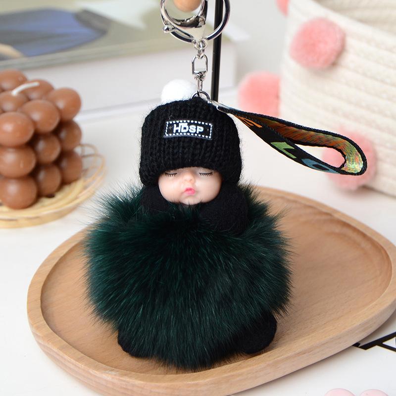 Echter Fuchs Haarball Schlafpuppe Anhänger Plüsch Schlüsselanhänger Accessoires Fell Geschenk Schmuck