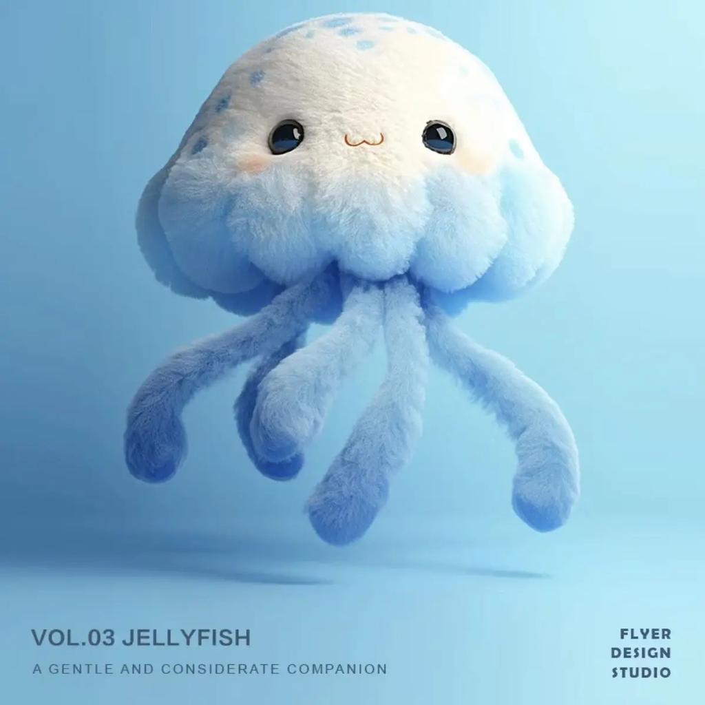 Cute Oceanarium Jellyfish Plush Hanging Toy–Cartoon Animal Stuffed Keychain Kids' Backpack Charm & Practical Bag Decor Accessory