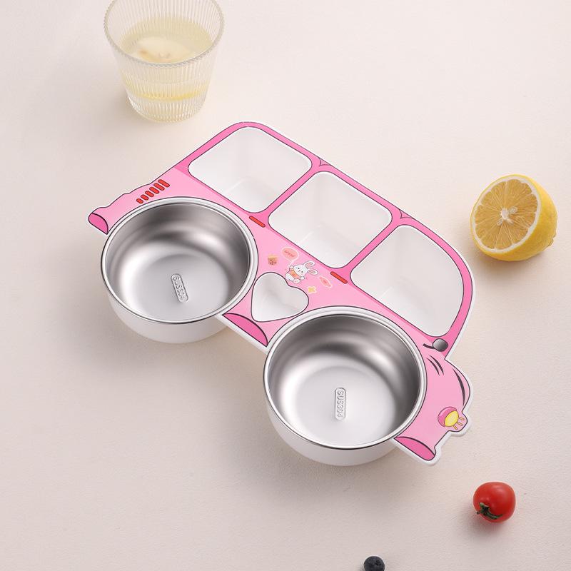 

304 Stainless Steel Baby Divided Plate with Removable and Washable Cutlery