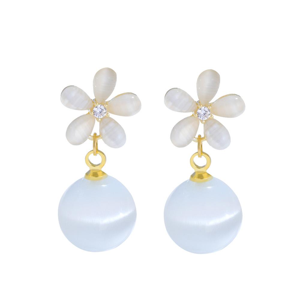 

Серьги-гвоздики с цветами высшего качества, серьги с искусственным опалом, модные серьги, серьги. золотой