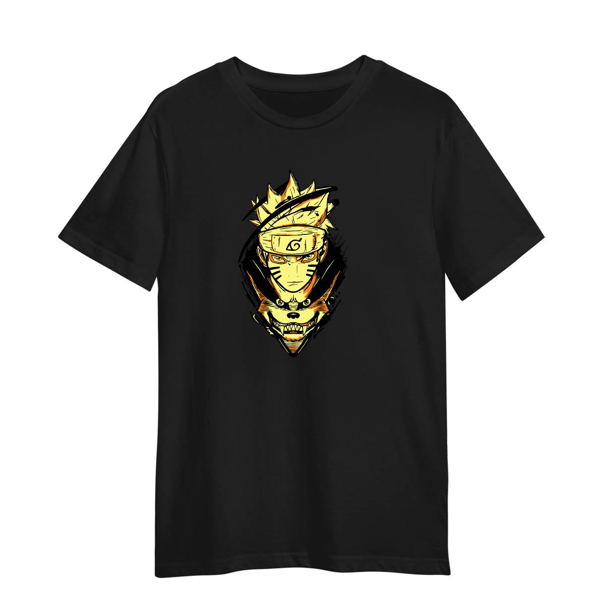 

Naruto And Kurama The Nine-Tailed Demon Fox Anime Manga Gift Adult Unisex T-shirt XXXL чорний