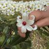 Pearl Acrylic Flower Double-layer Ring Fashionable Small Fresh Sweet Index Finger Ring Niche Temperament Versatile Jewelry Women