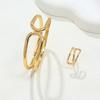 Versatile metal line geometric round hollow bracelet ring jewelry set