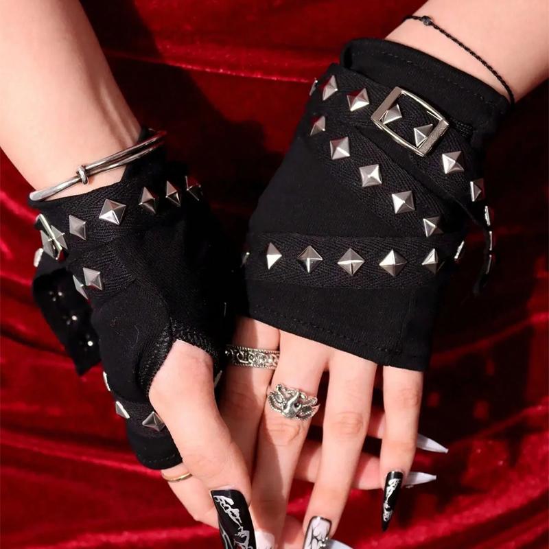 

1 piece of punk gloves for men and women, Gothic gloves, Halloween role-playing, carnival street costumes, accessories One Size чорний
