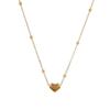 High-End Titanium Steel Colorfast Heart Necklace - Women's Versatile Clavicle Chain with Peach Heart Pendant