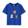 Three Little Cats Are Secretly Watching You Print Kids Tshirt for Boys Girls Tee Clothes Casual Pure Short Sleeved Cartoon Top