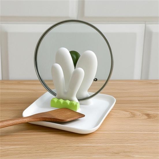 Pot Lid Organizer, with Drain Tray Double-Layer Card Slot, Cute Bunny Ears Shape Organizer, for Kitchen Pot Lids And Spatulas