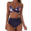 Costume da Bagno Donna Colore Unico Pieghettato Vita Alta Sexy Bikini Tankini Abbigliamento da Spiaggia