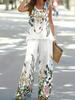 Temu spring and summer new European and American fashion women's clothing abstract printing sleeveless vest wide-leg pants set