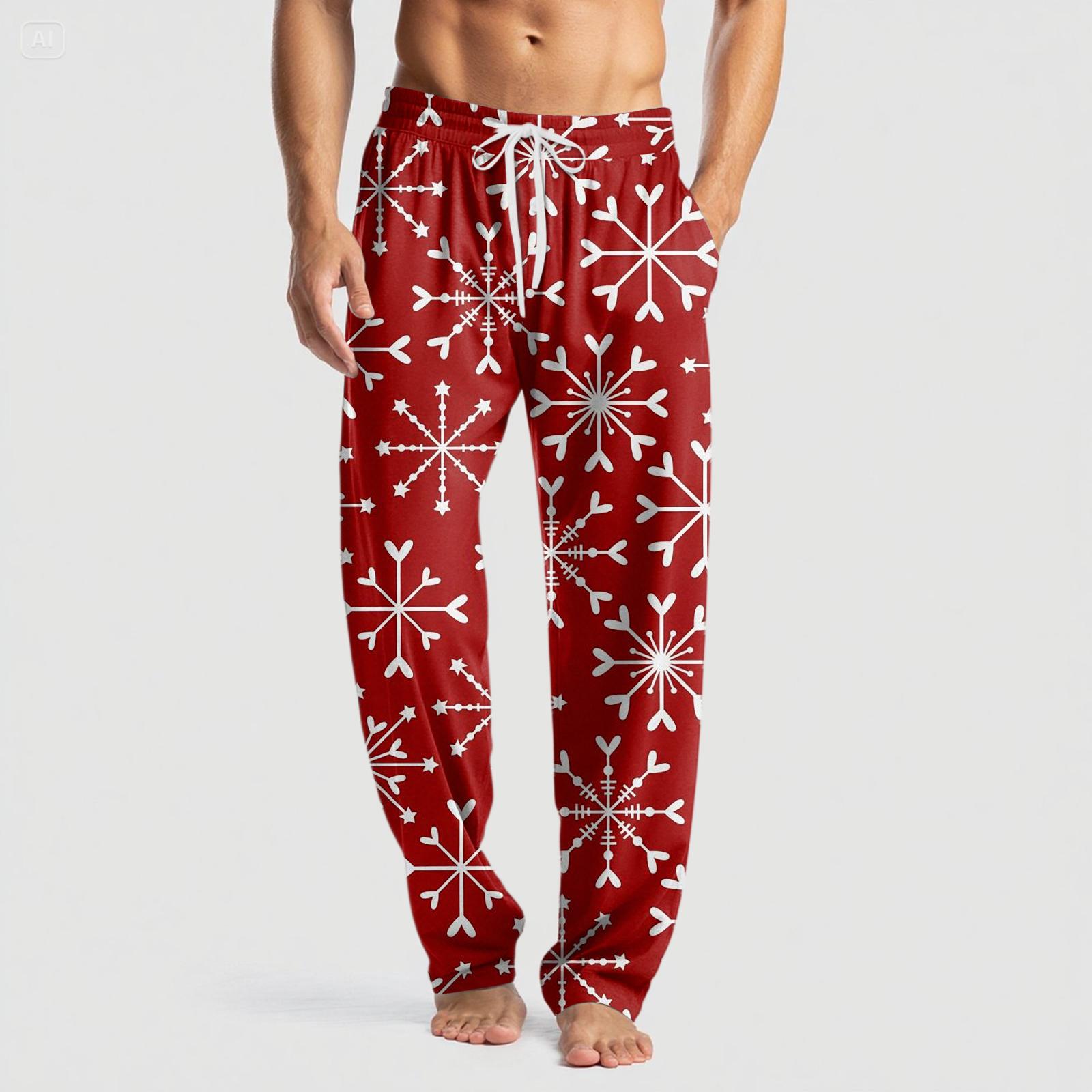 

Мужские вязаные модные брюки с принтом, карманами, повседневные, пижамные XXL белый