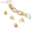 10/20Pcs Crimp Beads 18K Gold Plated Brass Bead End Cap with Loop,End Caps For Jewelry,DIY Bracelet Jewelry Making Accessories