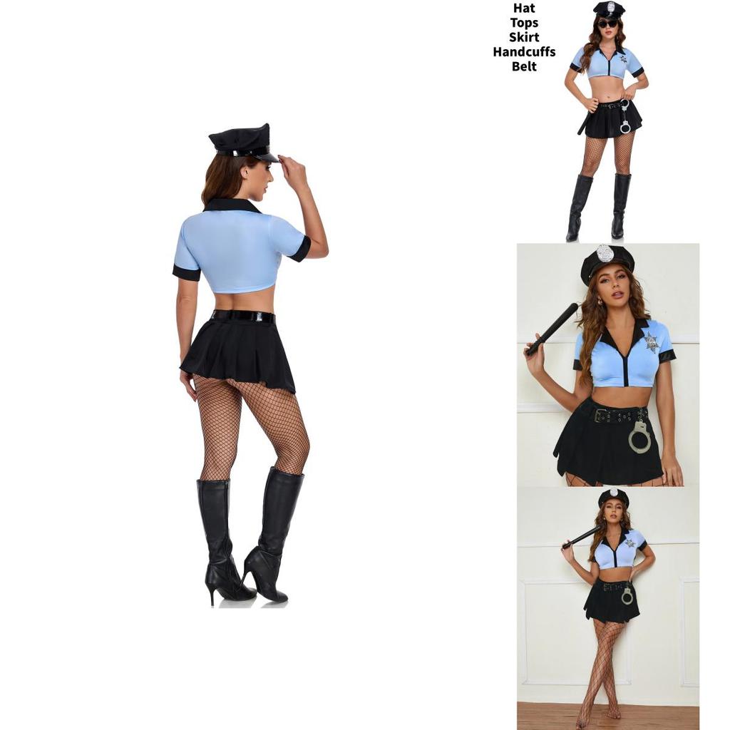Disfraz de Cosplay de Policía de Halloween Para Mujeres Con Material de Poliéster Para Fiesta y Juego de Rol