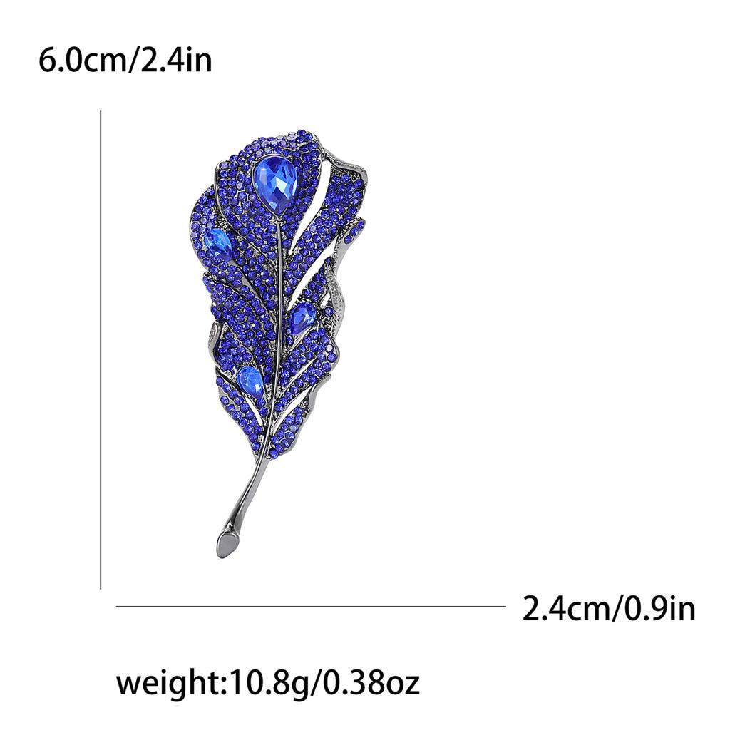Creative Light Luxury Alloy Rhinestone Feather Brooch Temperament Versatile Women'S Suit Coat Corsage Jewelry Pin