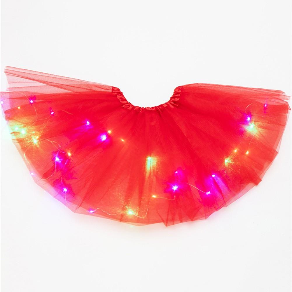 

Светодиодная светящаяся юбка из тюля со звездами для женщин, одежда для балета для девочек, короткое платье красный