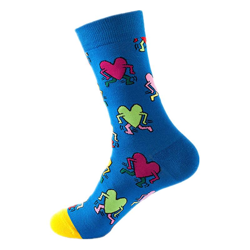 46 Patterns Cotton Fashion Geometry Business Men Happy Socks Unisex Boys Combed Hip Hop Street Skateboard Funny High Sox