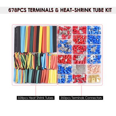 678PCS Terminals & Heat-shrink Tube Kit Cable Car Electrical set 350pcs Terminals Connectors +