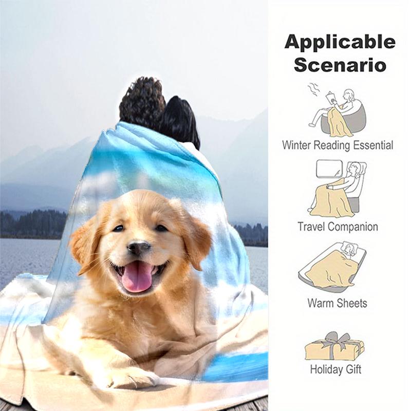 1PC Dog cute printed blanket, all season lightweight home office outdoor nap multifunctional blanket A7