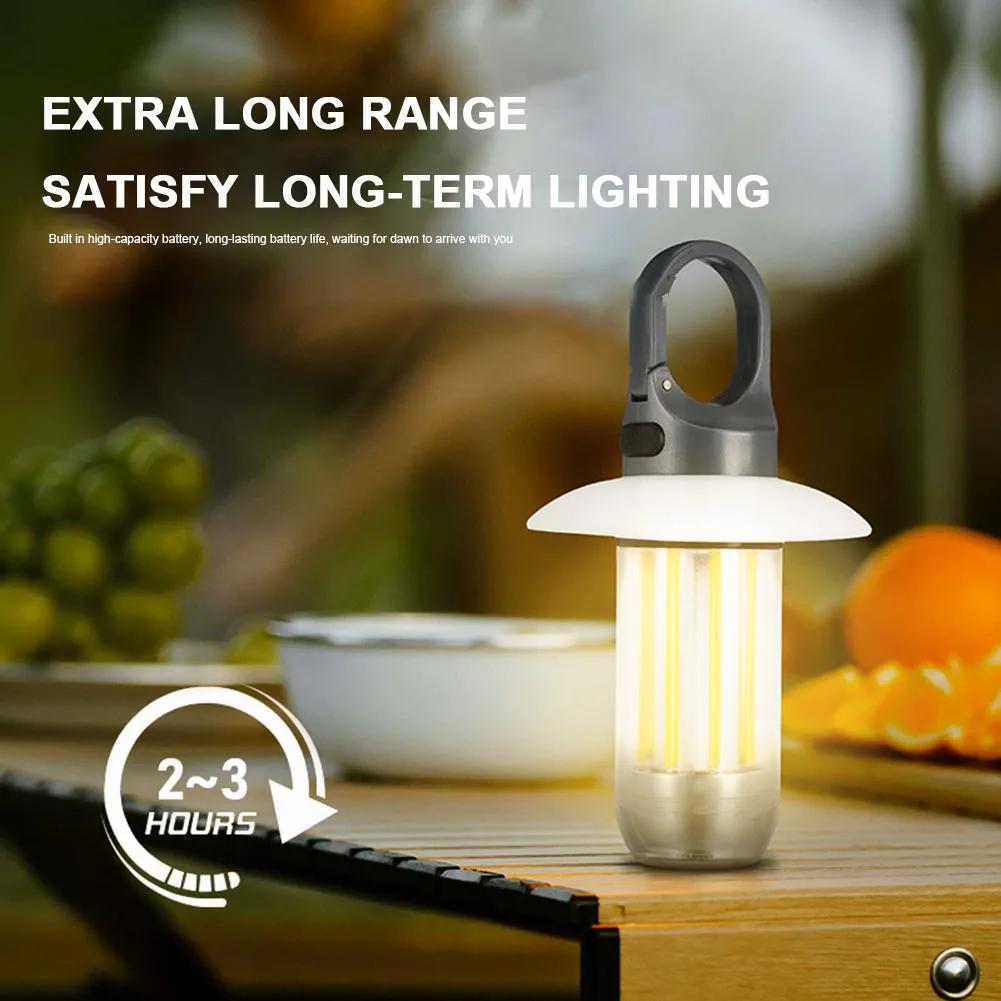 Camping Atmosphere Light Warm White Dual-Light Flashlight USB Rechargeable Outdoor Portable Torch Tent Light for Climbing Hiking