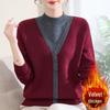 Mom's New Plus Velvet Sweater: Faux Two-Piece Knit for Middle-Aged & Elderly Women