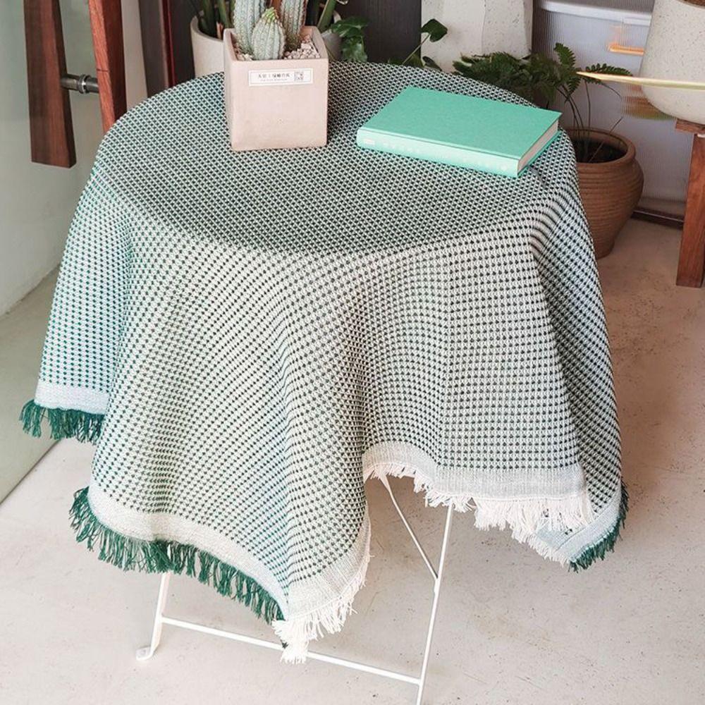 Waffle Texture Garden Table Cloth White Dinner Tea Table Covers Round Table Tablecloth  Dessert