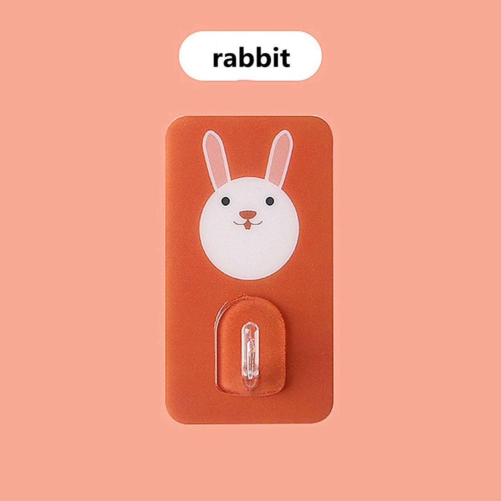 1PC Cute Free Punching Stick Hook Non-Marking Wall Hanger Cartoon Adhesive Wall Hook rabbit