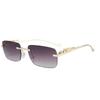 Luxury Gold Leopard Frame Sunglasses UV400 Protection Square Metal Frame Fashion Sunglasses for Women Men