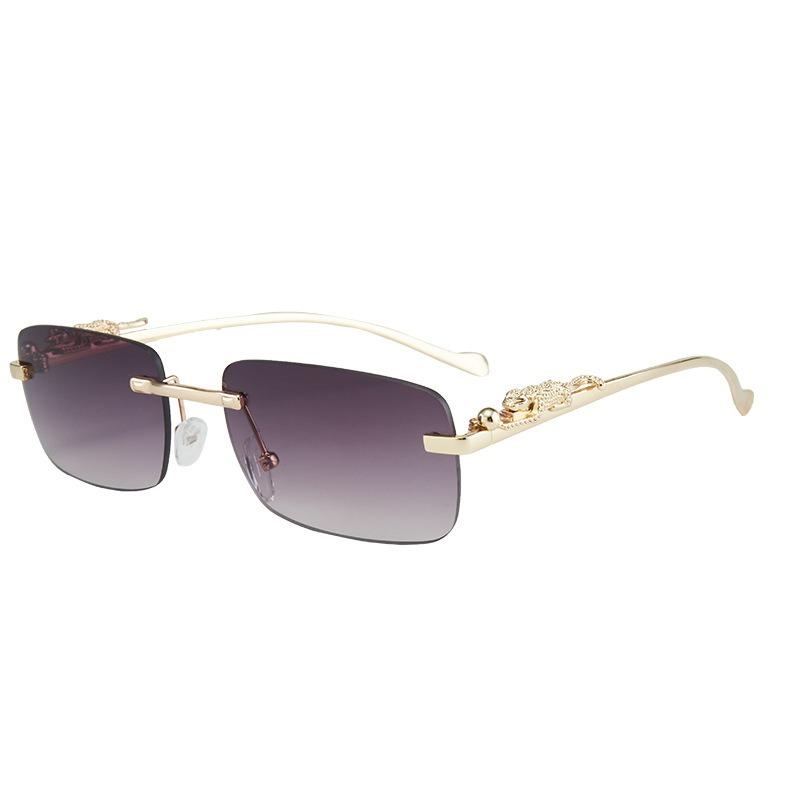 Luxury Gold Leopard Frame Sunglasses UV400 Protection Square Metal Frame Fashion Sunglasses for Women Men