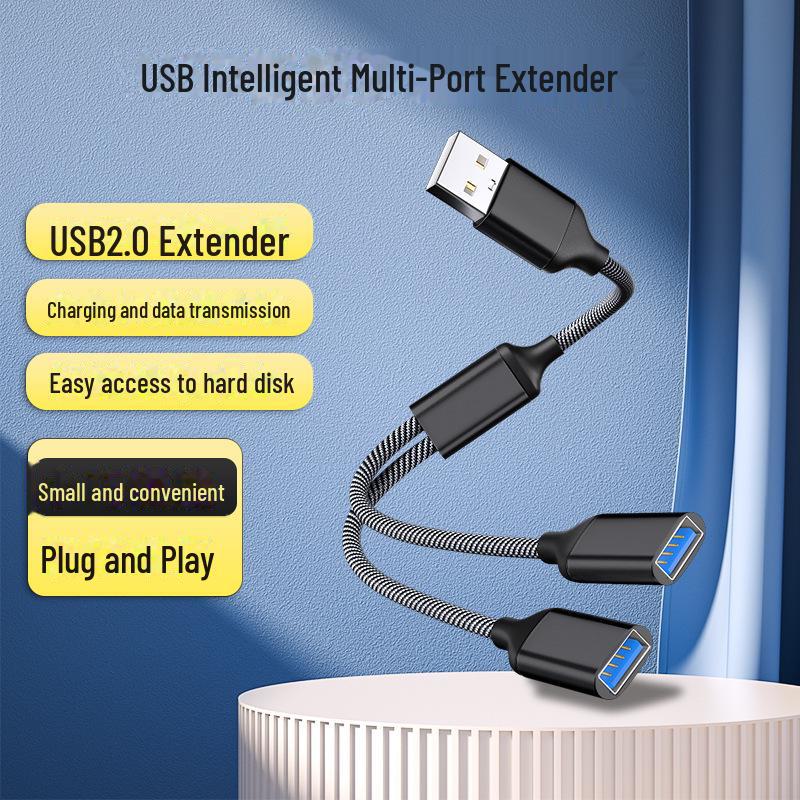 

USB-концентратор OTG с 3 портами для телефона и компьютера one to two чёрный