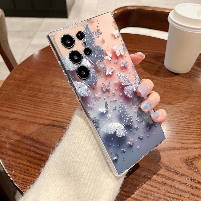 Clear Flowers Pattern Phone Case For Samsung Galaxy S26 S25 S24 S23 Ultra S22 Plus S24 S21 FE S25 Edge Shockproof TPU Soft Cover